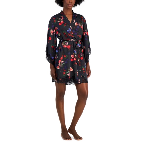 I.n.c. International Concepts Women's Floral Wrap Robe,  Midnight Garden - Picture 4 of 4